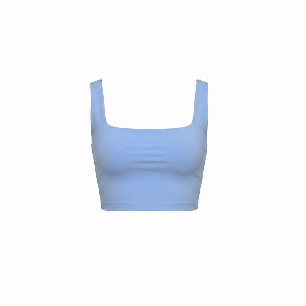 Women’s Seamless Square Neck Cropped Tank Top in Light Blue Small